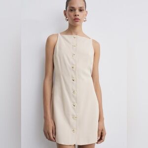 Mango Cream Button-Front short Dress NWT